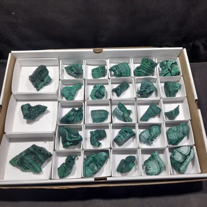 (WM04574) One Box Of 28 Botryoidal Malachite Mineral Specimens From Congo