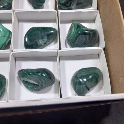 (WM04586) One Box Of 12 Polished Malachite Mineral Specimens From Congo - Image 5