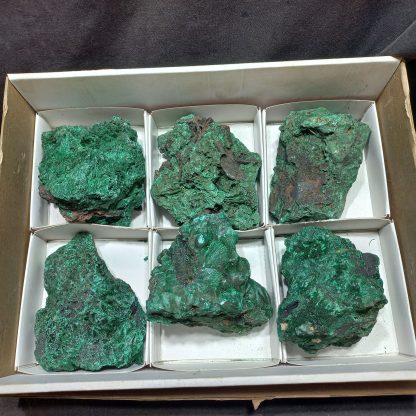 (WM05015) One Box Of 6 Silky Malachite Mineral Specimens - Image 2