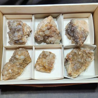 (WC014051) One Box Of 6 Lavender And Haematite Included Quartz Crystals From Orange River Gail Kilmartin