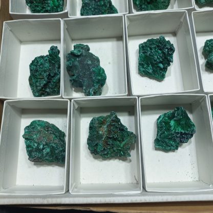 (WM04982) One Box Of 18 Silky Malachite Mineral Specimens From Congo - Image 6
