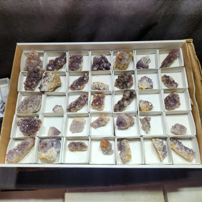 (WC014117) One Box Of 35 Amethyst Quartz Crystals From Orange River Michael Dignan
