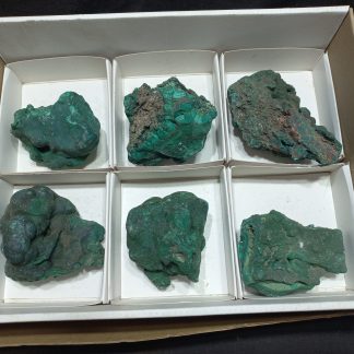 (WM05008) One Box Of 6 Botryoidal Malachite Mineral Specimens