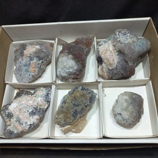 (WM05006) One Box Of 6 Botryoidal Fluorite From Mineral Specimens Orange River