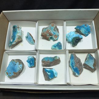 (WM04998) One Box Of 12 Hemimorphite And Chrysocolla Mineral Specimens