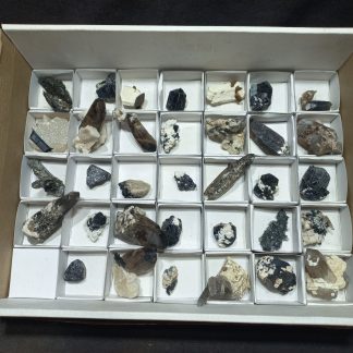 (WM04996) One Box Of 34 Smoky And Algerine Quartz Crystals From Malawi