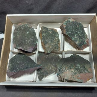 (WM04990) One Box Of 6 Libethenite Mineral Specimens