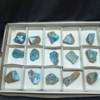 (WM05029) One Box Of 15 Chrysocolla In Quartz Mineral Specimens