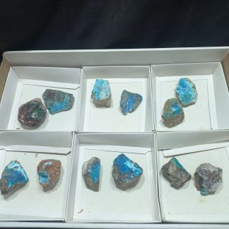(WM05026) One Box Of 12 Chrysocolla In Quartz Mineral Specimens
