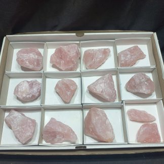 (WM05019) One Box Of 12 Pink Rose Quartz Minerals Specimens