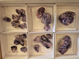 (WM05032) One Box Of 22 Rough Purple Fluorite Mineral Specimens From Orange River