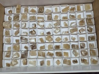 (WM05043) One Box Of 88 Orange Calcite Mineral Specimens From Orange River