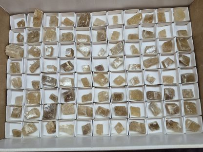 (WM05043) One Box Of 88 Orange Calcite Mineral Specimens From Orange River