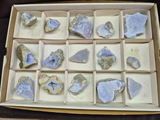 (WM05041) One Box Of 15 Blue Lace Agate Mineral Specimens From Malawi