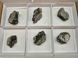 (WM05040) One Box Of 6 Libethenite Mineral Specimens From Congo