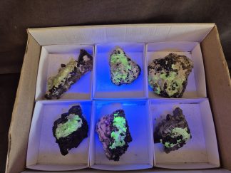 (WM05064) One Box Of 6 Hyaline Opel And Black Tourmaline Quartz From Erongo Namibia