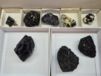 (WM05050) One Box Of 8 Black Tourmaline Mineral Specimens From Erongo Namibia