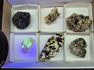 (WM05049) One Box Of 6 Black Tourmaline Mineral Specimens From Erongo Namibia