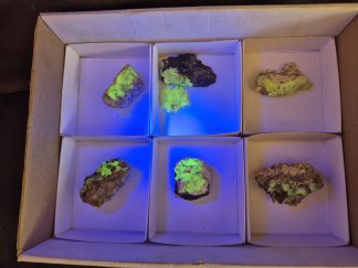 (WM05045) One Box of 7 Hyaline Opel With Smoky Quartz Mineral Specimens From Erongo Namibia